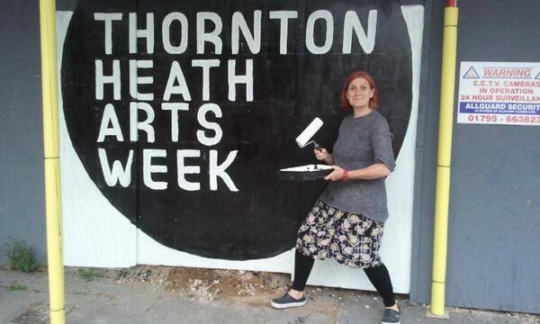 Karen makes sure things are ready for Thornton Heath Arts Week. Thornton Heath Arts week was developed by a number of Connectors who wished to highlight the vast array of artistic talent in 